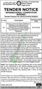 Tender Notice - Data Validation - Sui Northern Gas - Sui Northern Gas