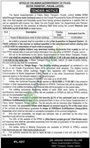 Tender Notice - Repair & Maintenance work of other buildings - Office of the Senior Superintendent of Police