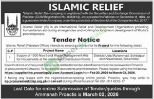 Tender Notice - Supply of 1000 Solid Waste Management Kits - Islamic Relief