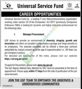 Job Vacancy - Manager Procurement - Universal Service Fund Co.