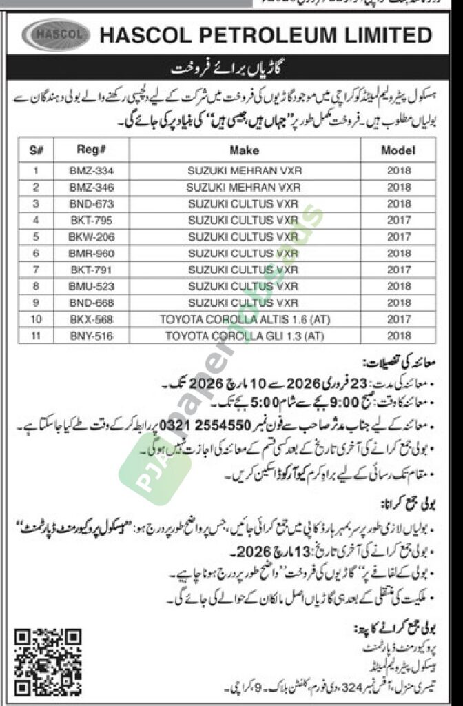 Vehicles Auction - HASCOL HASCOL PETROLEUM LIMITED
