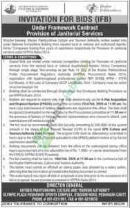 Tender Notice - Provision of Janitorial Services - Peshawar - Kheber Paktunkhwa Culture and Tourism Authority
