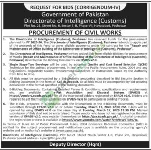 Repair and Maintenance of Office Building - Directorate of Intelligence (Customs)