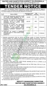 Tender Notice - WATER AND SANITATION AGENCY GUJRANWALA - Gujranwala - WATER AND SANITATION AGENCY GUJRANWALA