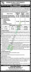 Tender Notice - Construction Works - Sukkur IBA University - IBA