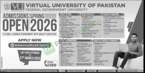 Admission Notice - Spring 2026 - VIRTUAL UNIVERSITY OF PAKISTAN