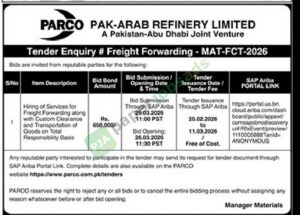 Hiring of Services for Freight Forwarding - PARCO