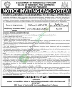 Stationery Items And Other Goods - Board of Technical And Commerce Education