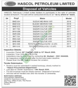 Disposal of Vehicles - HASCOL HASCOL PETROLEUM LIMITED