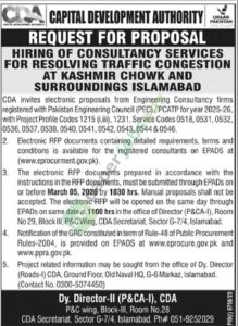 Tender Notice - Hiring of Consultancy Services for Resolving Traffic Congestion - CAPITAL DEVELOPMENT AUTHORITY