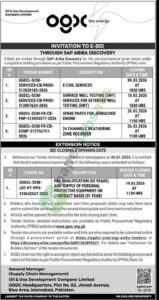 Tender Notice - Service/Material Given - OGDC