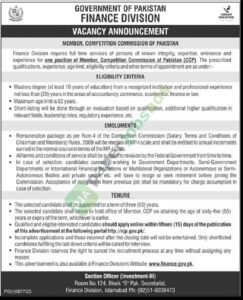 Member, Competition Commission of Pakistan - Finance Department