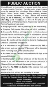 PUBLIC AUCTION of Misc. Items - Shahbaz Traders