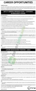 Job Vacancy - DGM Legal / Junior Management - Public Sector Organization