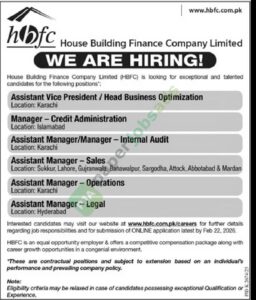 Job Vacancy - Assistant Vice President / Head Business Optimisation - House Building Finance Company Limited