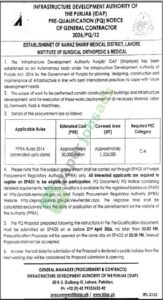 Construction of Buildings & Infrastructure - INFRASTRUCTURE DEVELOPMENT AUTHORITY OF