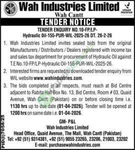 Hydraulic Oil - Wah Industries Limited