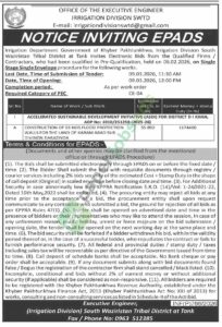 Tender Notice - Works - Irrigation Department Government of Khyber Pakhtunkhwa - Irrigation Department Government of Khyber Pakhtunkhwa