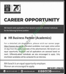 Career Opportunity: HR Business Partner (Academics) - IBA