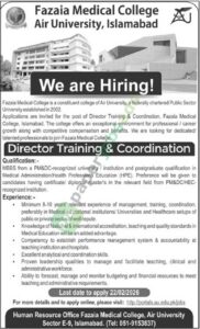 Job Vacancy - Director Training & Coordination - Fazaia Medical College - Islamabad - Fazaia Medical College