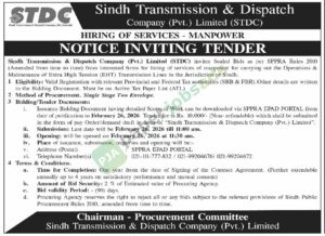 Tender Notice - Hiring of Services of Manpower - Sindh - Sindh Transmission & Dispatch Company (Pvt.) Limited