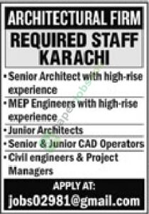 Job Vacancy - Senior Architect / MEP Engineers - ARCHITECTURAL FIRM - Karachi - ARCHITECTURAL FIRM