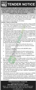 Tender Notice - Construction of underground external electrification works - DHA