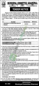 Tender Notice - Rehabilitation of Old Sabzi Mandi - MUNICIPAL COMMITTEE