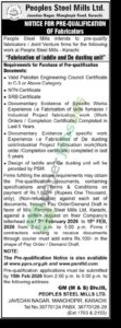Tender Notice - Peoples Steel Mills Ltd. - Karachi - Peoples Steel Mills Ltd.