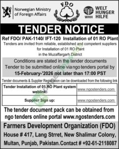 Tender Notice - Installation of 01 Ro Plant - Norwegian Ministry - Norwegian Ministry of Foreign Affairs