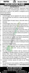 Tender Notice - Appointment Of Chemist - WAPDA Fortified Dispensary - WAPDA