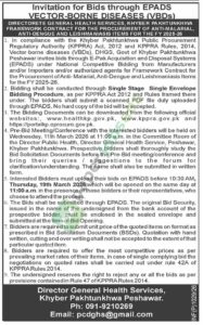 Procurement of Anti-Malarial, Anti-Dengue & Leishmaniasis - Director General Health Services