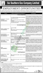 Chief Manager / Senior Engineer / Manager / Dentist - Sui Southern Gas Company Limited