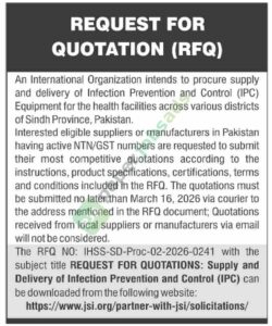 Procure supply and delivery of Infection Prevention and Control Equipment - JSI