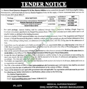 Misc. Mentioned Items/ Services - District Head Quarters Hospital