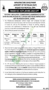 Supply, installation, commissioning & maintenance of the cell saver machine - Infrastructure Development Authority of the Punjab (IDAP)