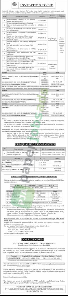 Misc. Tender(S) - PSO