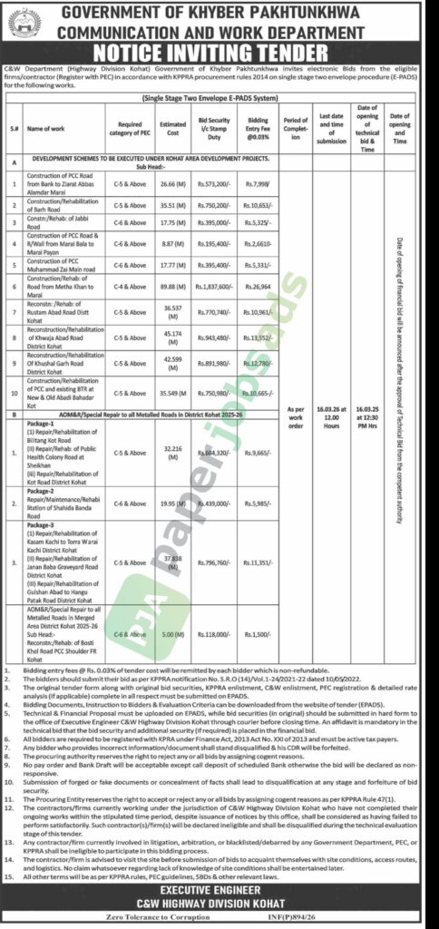 Misc Works - GOVERNMENT OF KHYBER PAKHTUNKHWA - Communication & Works Department