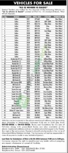 Disposal Of The Vehicles - VEHICLES FOR SALE - GlaxoSmithKline (GSK) Pakistan Limited