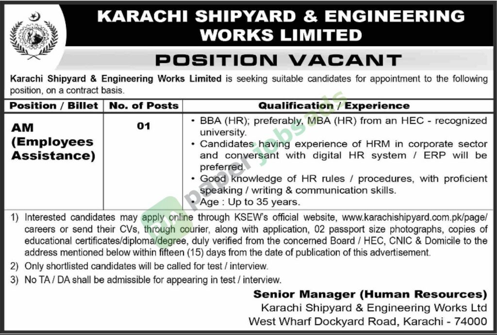 AM (Employees Assistance) - Karachi Shipyard & Engineering Works Limited