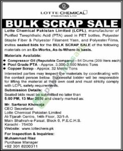 Bulk Scrap Sale - Lotte Chemical Pakistan Limited (LCPL)