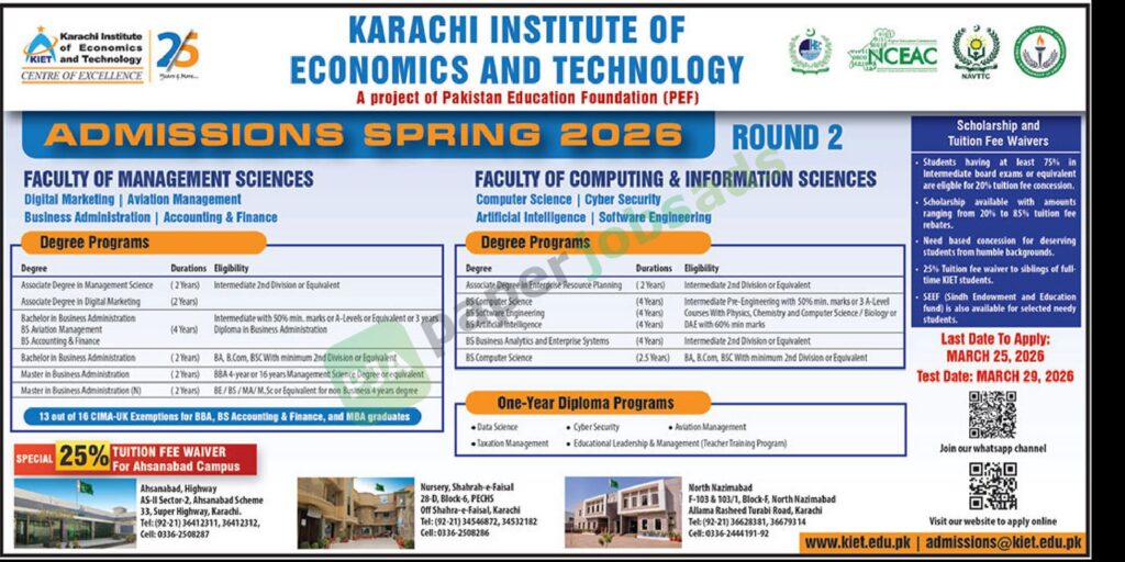 Spring 2026 - Postgraduate - Karachi Institute of Economics and Technology