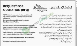 Stationary, Cleaning & Hygiene Items - MSF Pakistan