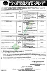 Master's / Diploma / Certificate Programs - Rawalpindi Medical University