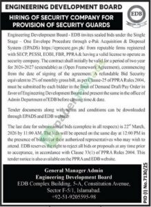 Hiring of Security Guards - ENGINEERING DEVELOPMENT BOARD