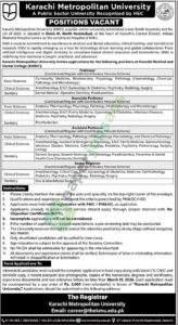 Professor / Associate Professor / Assistant Professor - Karachi Metropolitan University