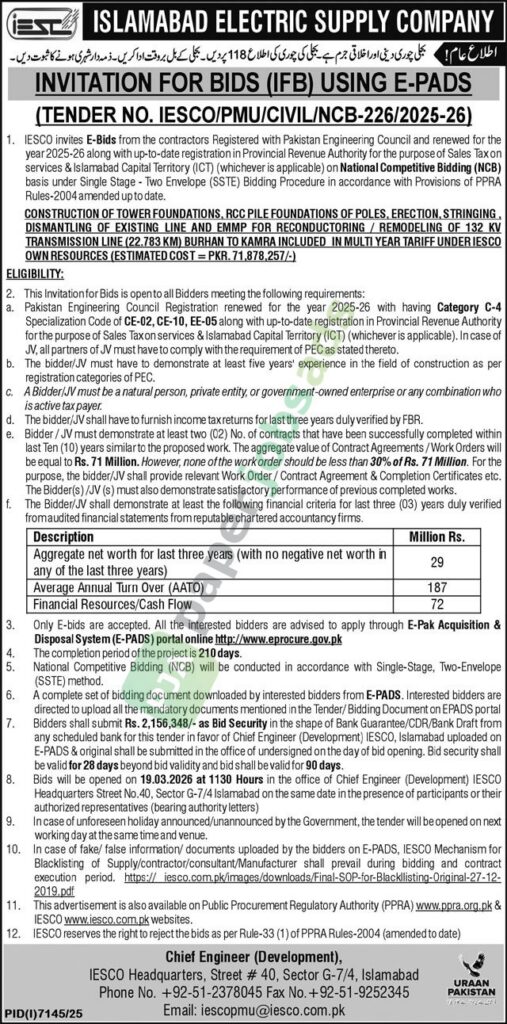 Construction of Tower Foundations - IESCO