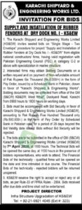 Supply And Installation of Rubber Fenders - Karachi Shipyard & Engineering Works Limited