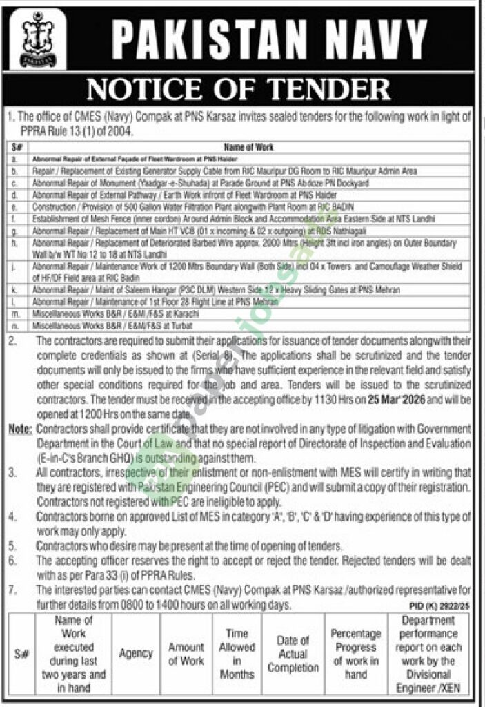 Misc. Works - PAKISTAN NAVY