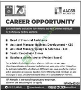 Head of Financial Assistance / Assistant Manager / Senior Executive - IBA